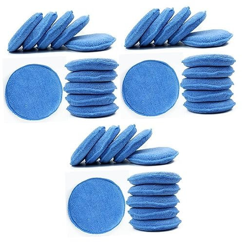 SOLUSTRE Mikrofaser Applicator 30 Stk Blaue Wachspolitur Applikatorpad Bausatz Polierpads Für Autos Wachs Handpolitur- Block Auto Polierschwamm Wachsschwamm Autowachsschwamm Pad Auto