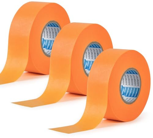 Goldband Malerkrepp Kreppband,3x Profi Abdeckband 50 m x 30 mm,Maler Kreppband,Malerband Perfect für Den Innenbereich,Zerreißen,Stark Haftend Goldband Klebeband Maler