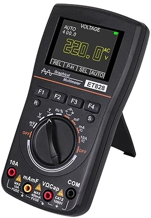 POOIQX ET828 Multimetro Digitale Portatile for oscilloscopio 2 in 1 Acquisizione a Forma d'onda 'amperometro del voltmetro a Colori for la Riparazione elettrica Fai-da-Te,Analisi Professionale