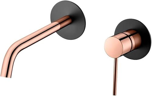 GAYLON IMEX Mischbatterie für Waschbecken mit Wandmontage, Unterputzarmaturen für Waschbecken, Chrom, Serie Milos Stick GLIS045 (Mattschwarz und Roségold)