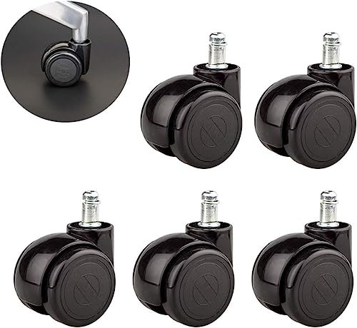 Bürostuhlrollen, 2 Zoll, 50 mm, Bürostuhl-Lenkrollen, Hochleistungs-Möbel-Lenkrollen, Universal-Doppelrolle, Tragkraft 150 kg, 5er-Set, Schwarz (Stift)