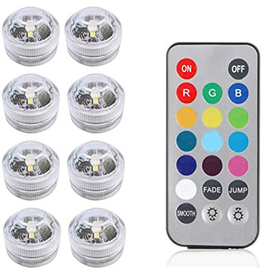 Luce notturna RGB alimentata a batteria IP68 Luce subacquea a LED sommergibile impermeabile for acquario Piscina Decorazioni for feste di nozze(8 lamp 1 controller)