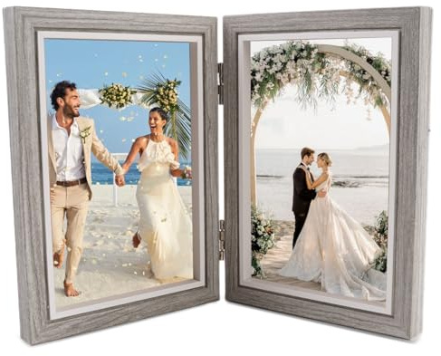 Cornice Doppia Pieghevole 10x15cm Portafoto Pieghevole In Legno Doppia, Cornice per Foto a Doppio Collage 6 Pollici Portafoto Doppio, Cornice Pieghevole per la Casa, Camera da Letto, Tavolo Display