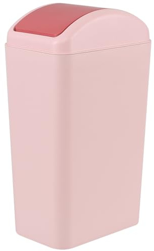 Yuright Cubo de basura con tapa oscilante de 12 L, cubo de basura delgado de plástico con tapa oscilante, paquete de 1
