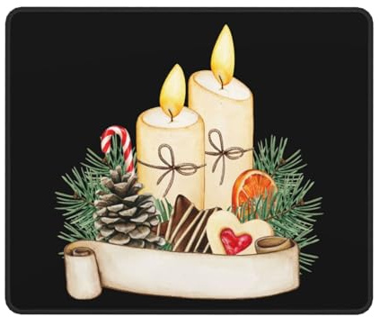 Tischunterlage Aquarell Weihnachtskerzen Langlebiges Mouse Pad Rutschfester E-Sports-Mousepad Für Computer Laptop Studium 25X30Cm