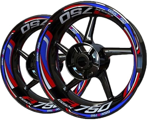 Pegatina Borde Ruedas Pegatinas para Llantas De Motocicleta para Suzuki GSXR 750 GSXR750, Juego Completo De Pegatinas Reflectantes para Llantas. Kit De Decoración. Calcomanías Ruedas(Color 13)