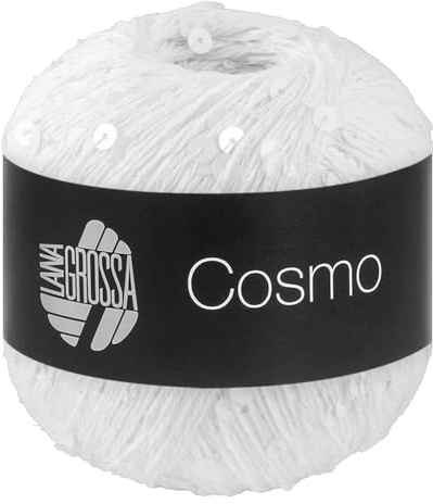 LANA GROSSA Cosmo | Beilaufgarn aus Baumwolle mit großen und kleinen Pailletten | Handstrickgarn aus 100% Baumwolle | 100g Wolle zum Stricken & Häkeln | 260m GarnFB 1