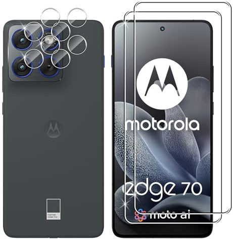 Lutree per Motorola Moto Edge 70 Vetro Temperato, 2+2 Pezzi Pellicola Protettiva+ Pellicola Fotocamera, Durezza 9H Anti-Graffio HD Senza Bolle Protezione Schermo