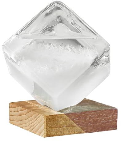 Wetter-Prädiktor aus Sturmglas – Barometer in Würfelform, dekoratives Barometer mit Sockel – für die Dekoration von Haus, Büro, Schlafzimmer, Garten