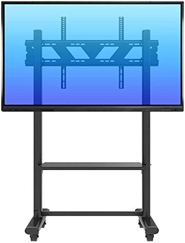 Supporto TV Universale Supporto TV Mobile con Ruote con Portaoggetti, Carrello Mobile Girevole Nero per TV al Plasma/LCD/LED OLED a Schermo Piatto da 55-85, Portata 125 kg Supporto TV