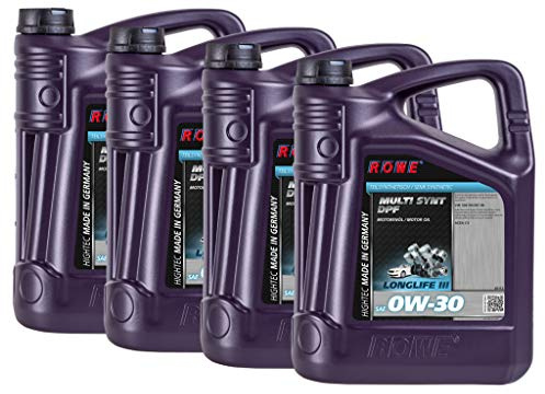 20 (4x5L) Liter ROWE HIGHTEC MULTI SYNT DPF SAE 0W-30 Motoröl für VW, Porsche