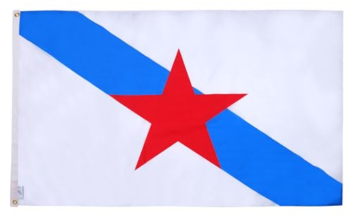 AZ FLAG Bandera Galicia Estreleira 150x90 cm Poliéster 100D 2 Ojales | Uso interior y exterior Enseña gallega costuras dobles y bordes reforzados con ojales metálicos