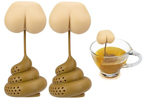 Noviko 2 Stück Butt Poop Tee-Ei für weißen Elefant, süßes Silikon-Tee-Ei für losen Tee