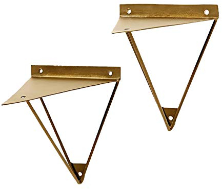 Regalträger,2 Stück Ein-Wort-Partition Dreieck-Regalhalterungen,Wand Montiert Regale Regalstütze,Stabil Regalhalter Schwerlastträger Dreieck/golden / 230mm