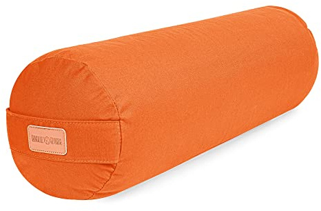 GORILLA SPORTS® Yoga Bolster 65 x 20 cm, Bio Dinkelspelz-Füllung, Baumwolle | Waschbarer Bezug aus 100 % Baumwolle, Tragegriff und Farbwahl; Yogarolle, Yogakissen, Yogabolster, Pilates, Restorative Yoga