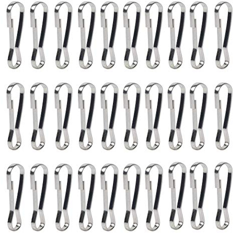 HUPOO Metal Lanyard Hooks Snap, 100 Pieces stainless Spring Clips Hooks for Grommeted Flag, Key Chain, Socks, Clothesline, 28 mm