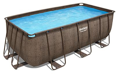 Bestway Piscine Hors Sol Rectangle Power Steel 412 x 201 x 122 cm rotin Marron