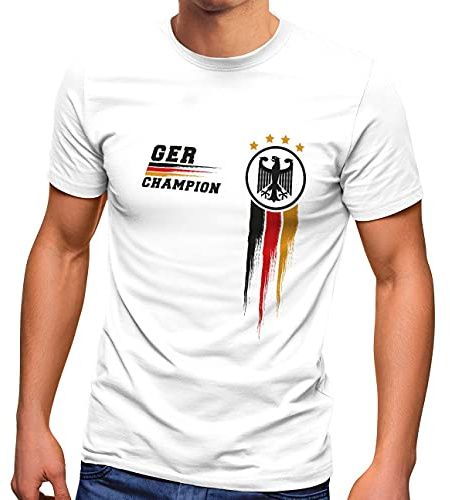 MoonWorks® Herren T-Shirt Deutschland Fußball EM-Shirt 2024 WM Fanshirt Deutschlandshirt Champion Germany