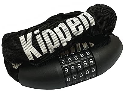 kippen 2013A - Catena con Lucchetto Combinazione 5 Cifre. Lunghezza 100 Cm. Ideale per bici, skateboard, scooter, cancelli, cassette degli attrezzi, nero