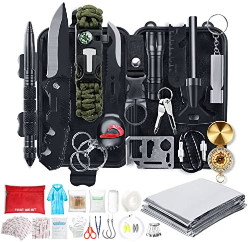 First Aid Survival Kit, 246 in 1 Erste Hilfe Set Auto Outdoor Zuhause, Notfall Ausrüstung Stromausfall Überlebensausrüstung für Camping/Bushcraft/Wandern/Vatertagsgeschenke für Papa