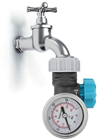 Hapivida Water Pressure Regulator Valve with Pressure Gauge, Adjustable Brass Garden Irrigation Controller for Greenhouse Lawns RV Travel Trailer