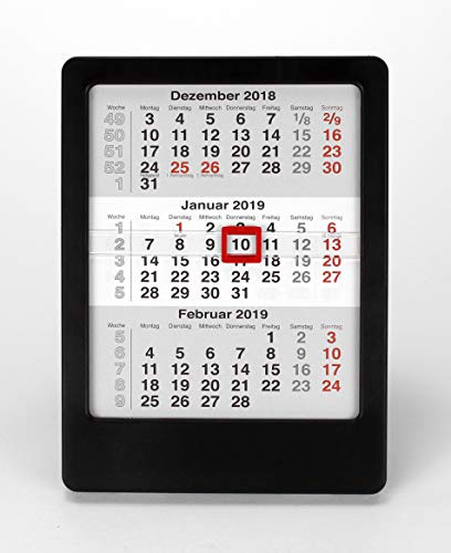HiCuCo 3-Monats-Tischkalender für 2 Jahre (2027 + 2028) - Aufstellkalender - Vela - TypV (Schwarz)