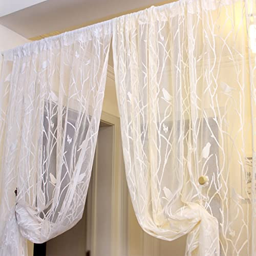 V3VOGUE Gardinen Aushöhlen Vorhänge Aus Weiß Spitze - 1 Stück Türvorhänge Küchen Scheibengardinen Landhausstil Bistrogardinen 145x160cm 145x220cm, Schlafzimmer Balkon Tüllvorhänge