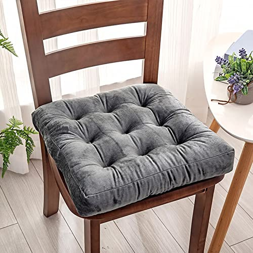 ZIBENE Stuhlkissen 45x45 4er Set, Sitzkissen für KüChenstüHle Landhaus, Flauschig Stuhlauflagen KüChenstuhl Mit Weich Komfortabel Samt Bezug, Verdicken Sitzpolster Gartenstuhl Esszimmer Grau
