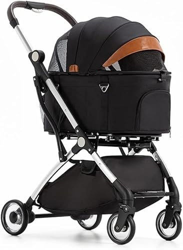 Poussette Pour Chien De Taille Moyenne Ou Chat Chariot De Transport Pour Animaux De Compagnie Avec Housse De Pluie Poussettes Poussettes Séparables Chariot De Chariot De Voyage ( Color : Black )