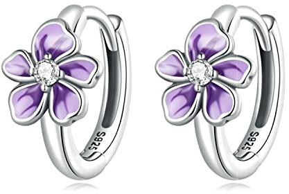 Bellitia Jewelry 925 Sterling Silber Damen Ohrringe mit Sakura Blumen Design, Ohrclips Mädchen Schmuck für Frauen