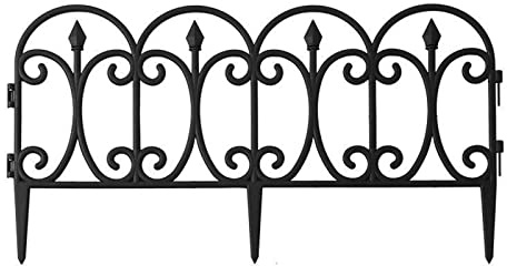 ZYFAB Dekorativer Gartenzaun 5er-Pack, rostfrei Beetzaun Gartenlattenzaun Zaunelementen für Hof Landschaft Terrasse Außendekoration Gartenzäune Dekorative,Schwarz