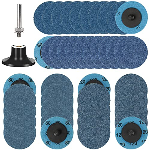 Shineboc 50mm Zirkonkorund Schruppscheibe, 48 Stück Schleifscheiben Set Körnung 40/60/80/120 für Metall Holz Stahl Fächerscheibe für Trenn-Winkelschleifer