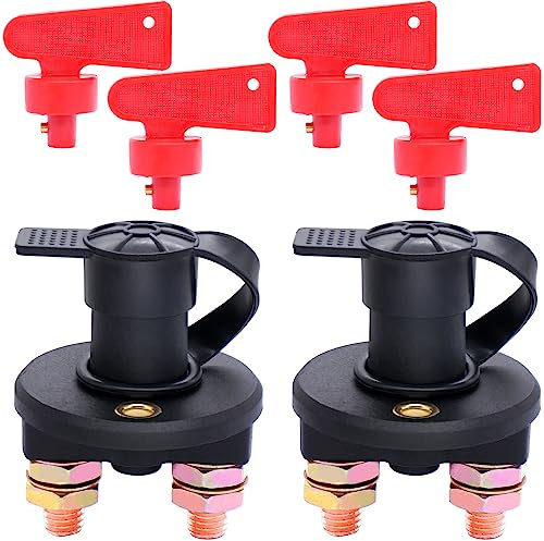 Taiss 2 Stück Batterieschalter 12V/24V batterie trennschalter für Schiff Auto LKW Fahrzeug hauptschalter Ein-/Aus 2 Polig batterietrennschalter Mit vier Schlüsseln DP-2