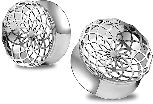 Vankula Ohr Flesh Tunnel Double Flared Plug Hohl Edelstahl für Gestreckte Expander Ohrpiercing 8mm bis 19mm