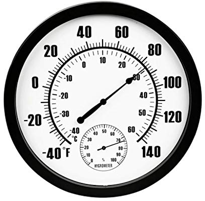 Samnuerly Termometro per Interni ed Esterni Termometro da Parete Grande e igrometro Orologio Meccanico Nucleo Senza Batteria necessaria
