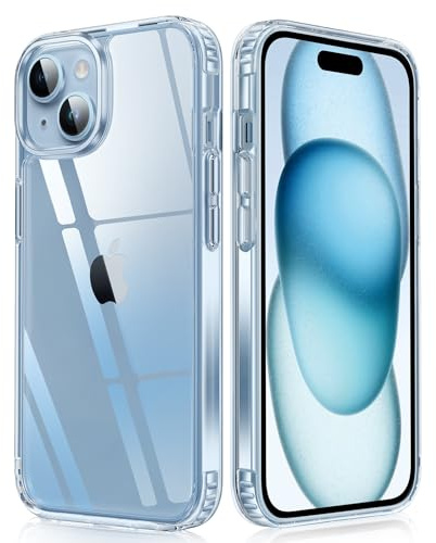 FNTCASE for iPhone 15 Phone Case: Clear Slim Shockproof Cell Phone Protective Cover | Anti Yellowing Scratch Proof Drop Proof Tough 5G Mobile Phone Protection Bumper 6.1 inch (Clear)