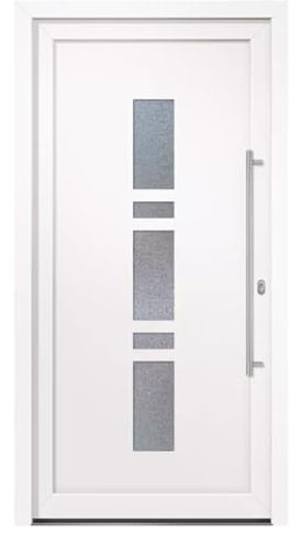 HORI® Eingangstür Kunststoff Komplettset - Chain – Moderne Hauseingangstür mit Stahlverstärkung, Wärmeschutz & 5-fach-Verriegelung I Farbe: Weiß I DIN rechts I Modell: I 1980 x 980 cm