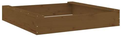 vidaXL Square Sandbox - Honey Brown Solid Pine Wooden Outdoor Sandpit with Seats for Children's Creative Playtime