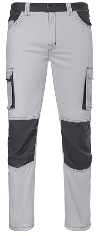VELILLA Stretch Bicolor Pantalon utilitaire de travail unisexe pour adulte, blanc/gris, XS