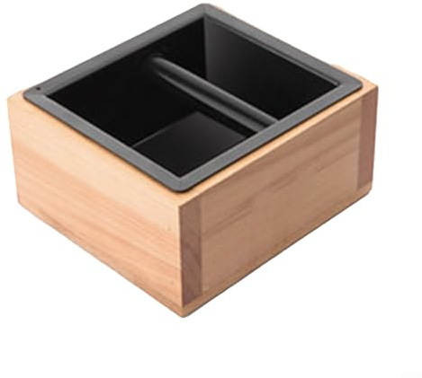 Boîte à café en acier inoxydable - Boîte à café moulu amovible - Seau en bois