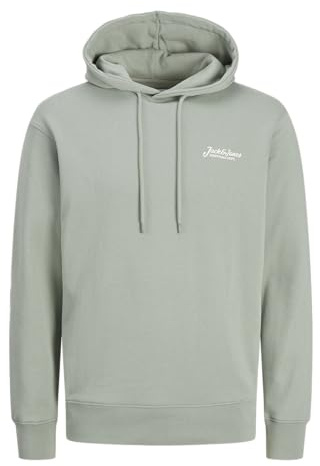 JACK & JONES Sweat à Capuche Homme avec Cordon et Logo brodé., Couleurs:Vert-Pastel, Taille Chandail:M