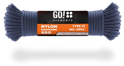 GO!elements Paracord Seil aus reißfester Nylonschnur - 4mm Paracord 550 Typ III Schnur - geeignet als Allzweckseil & Reepschnur - Max. 250kg