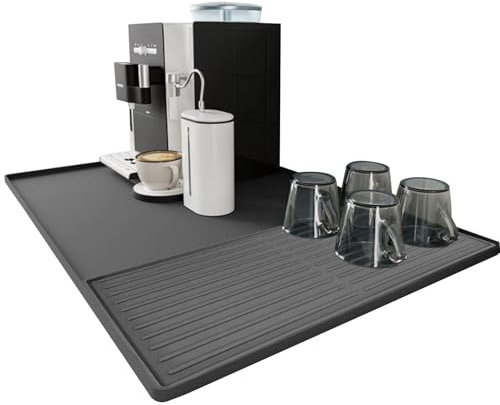 ccuzs Espressomaskin matta, silikon kaffematta, silikon bardyna med upphöjda kanter, disktorkmatta, matningsmatta