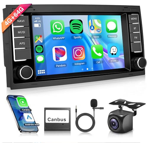 8 Core 4G+64G Wireless Carplay Android Autoradio 2 Din für VW Touareg 2004-2011 VW Transporter T5 Multivan 2004-2009 7 Zoll Autoradio Android Auto Navi GPS WiFi Bluetooth FM/RDS/SWC Rückfahrkamera
