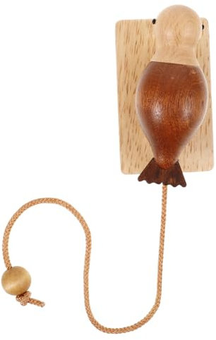 Amosfun Woodpecker Door Knocker Wooden Mechanical Trigger for Boys and Girls Creative Decorative Entrance Sign for Home Fun Outdoor Door Knocker Bell