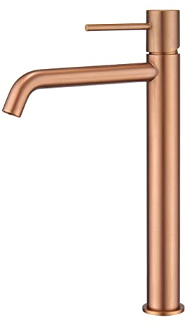 GALYON IMEX Einhebelmischer für Waschbecken, Serie Monza BDM039-3, Keramikkartusche Ø26 mm, Flexos 9,5 cm (3/8 Zoll), Roségold gebürstet