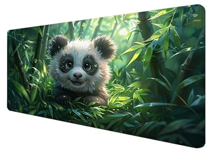 Panda Tapis de Souris Bambou Tapis de Souris,1600x800x3mm Tapis de Souris étendu,à Bords Cousus,Base Caoutchouc Anti-Dérapant,Glissement Facile,Durable,Portable,pour Maison,Bureau,Cadeaux yx-402