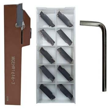 Hunricho1 Stück 5/8-Zoll-Schaft MGEHR1616-3 Hochwertiger Drehmaschinen-Stech-Abstechwerkzeughalter mit 10 Stück MGMN300 Wendeschneidplatten zum Einstechen für Stahl (MGEHR1616-3+ MGMN300)