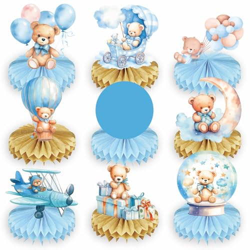 9 decorazioni per feste a forma di orso, decorazioni di compleanno, centrotavola a nido d'ape, topper per tavolo a nido d'ape, per rivelare il sesso dei bambini, baby shower, feste