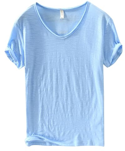 Tunn t-shirt herr t-shirt herr bomull kortärmad kortärmad tröja lätt sportskjorta enfärgad sommarskjorta normal passform T-tröja V-ringad fritidsskjorta bekväm löpartröja andningsaktiv tröja